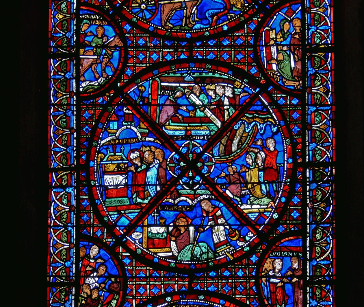 (détail) scènes de la vie de Saint Étienne - French School
