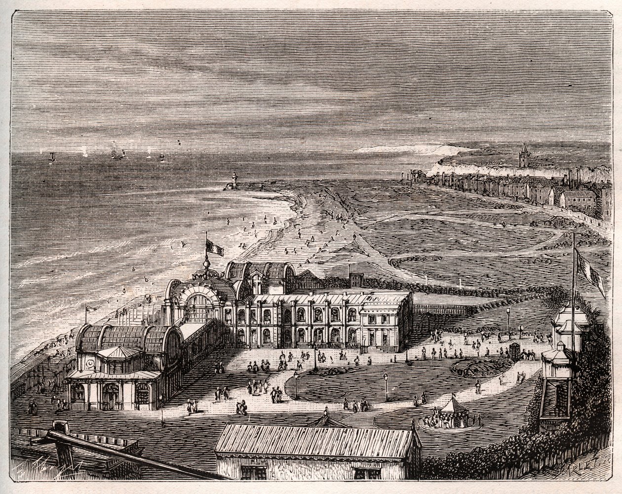 Dieppe - Normandie - gravure dans "La France illustrée: géographie, histoire, administration statistique" par V.A. Malte-Brun. 1884 - French School