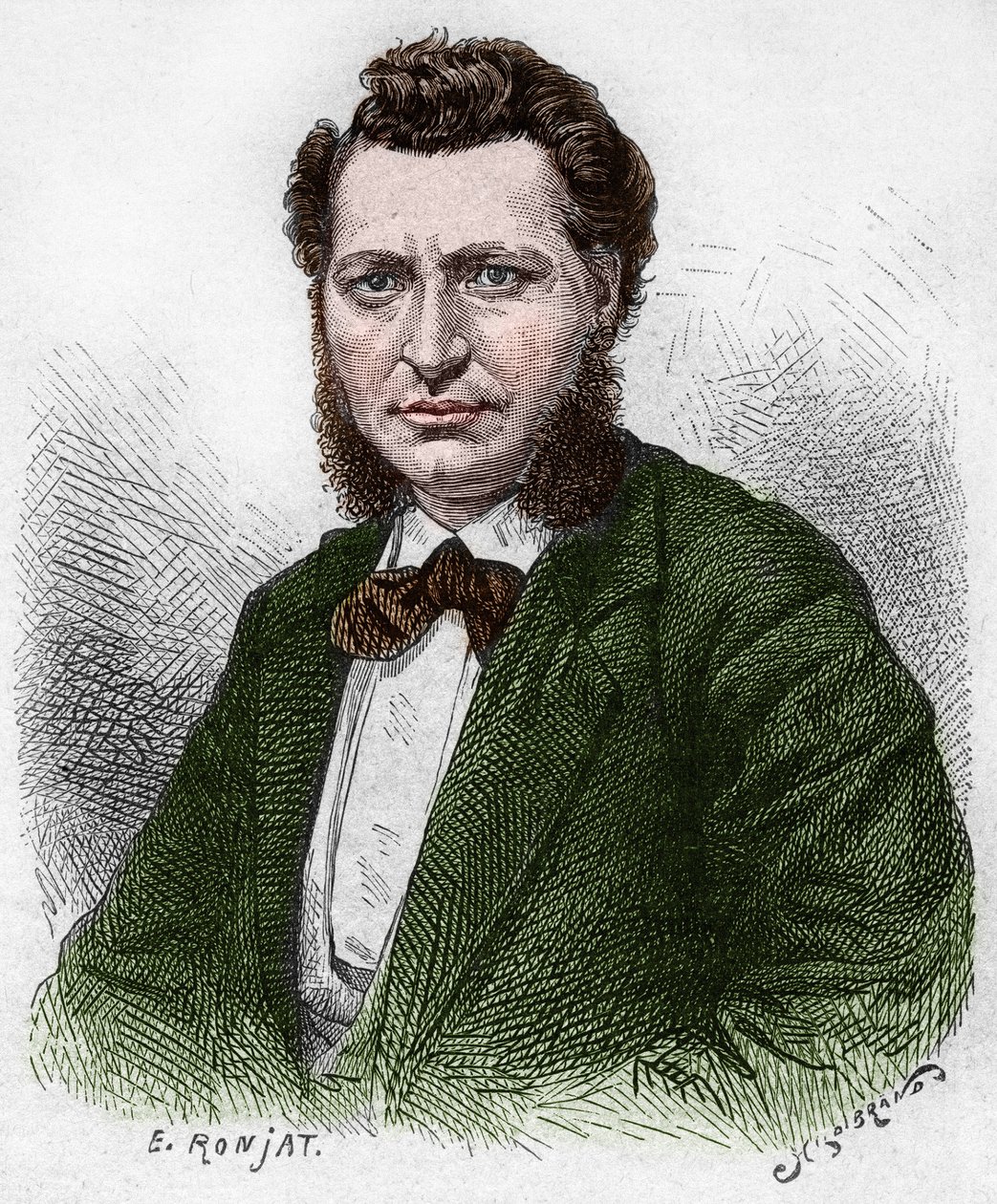 Découverte du Canada : Portrait de Louis Riel (1844-1885), homme politique canadien et défenseur du peuple Métis. Gravure de la fin du XIXe siècle dans « La Nouvelle France » d