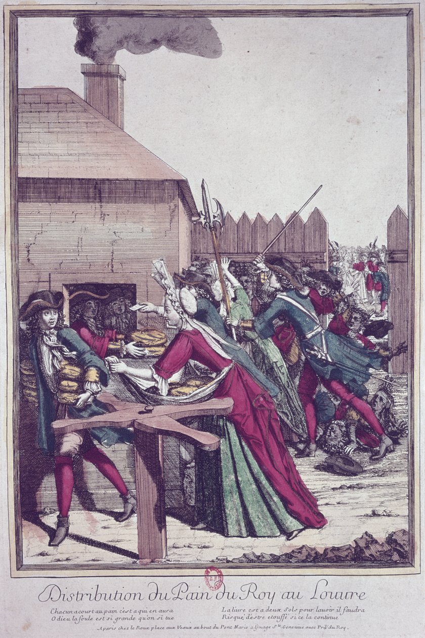 Distribution du Pain du Roi au Louvre pendant une période de famine - French School