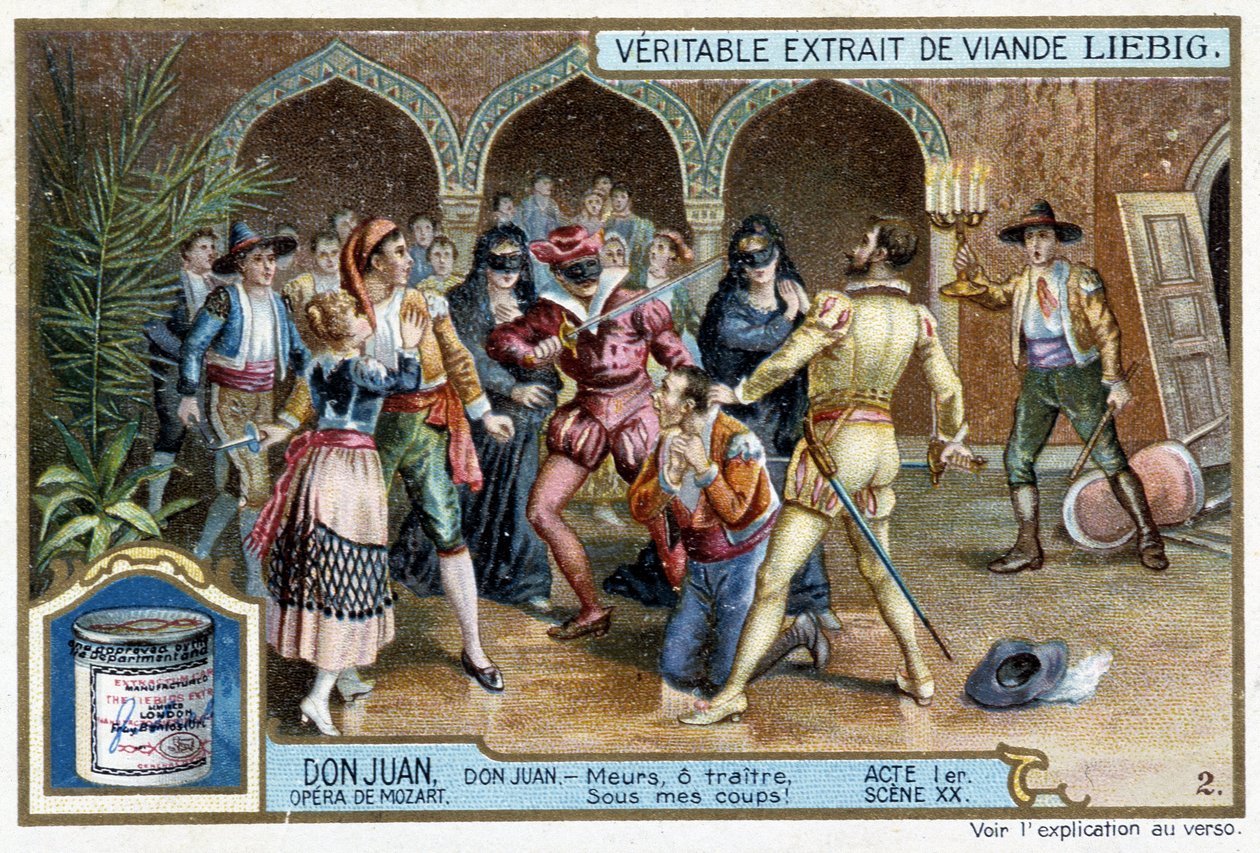 Don Juan : Acte I, Scène XX, Don Juan au bal masqué - chromo Liebig - French School