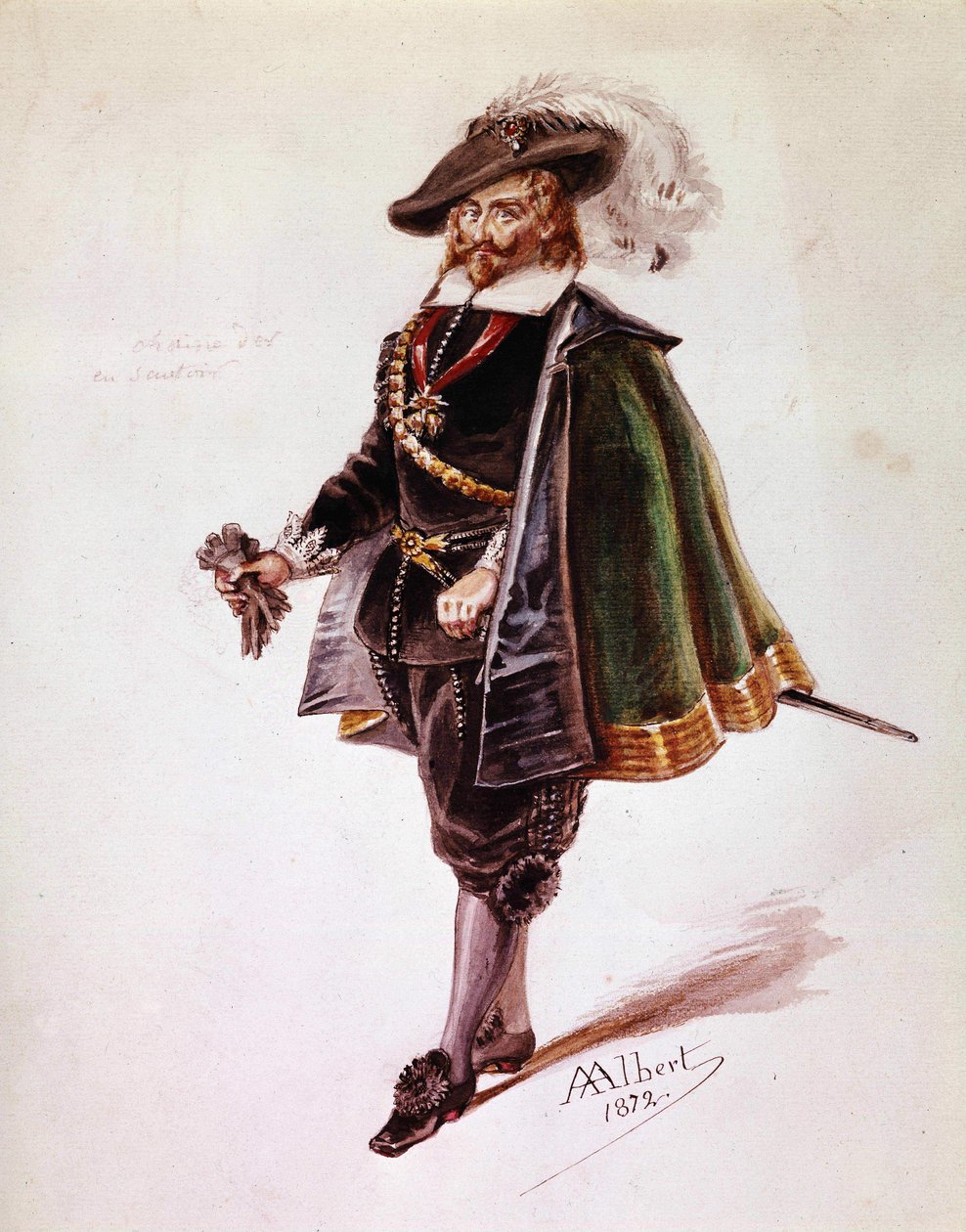 Costume de Don Salluste pour Ruy Blas de Victor Hugo. Dessin d
