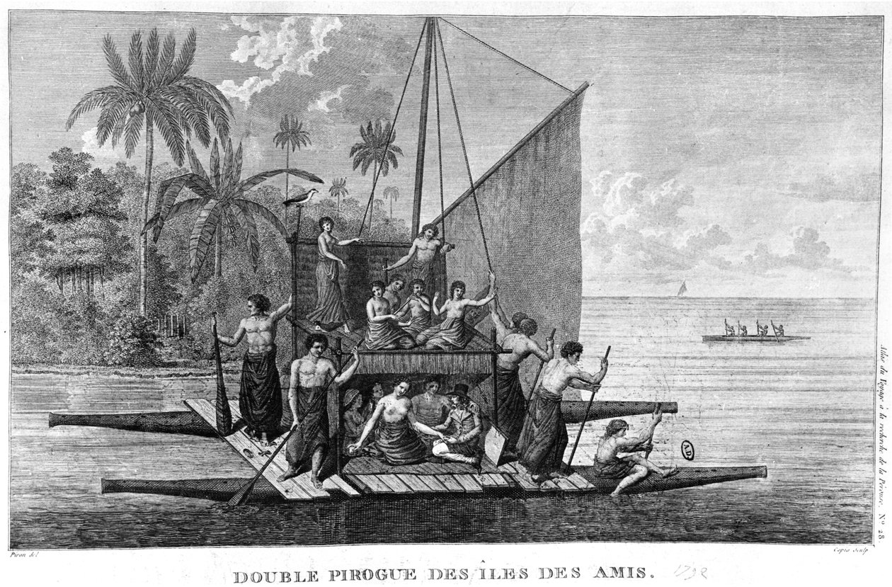 Double pirogue des Îles Amies, illustration de l