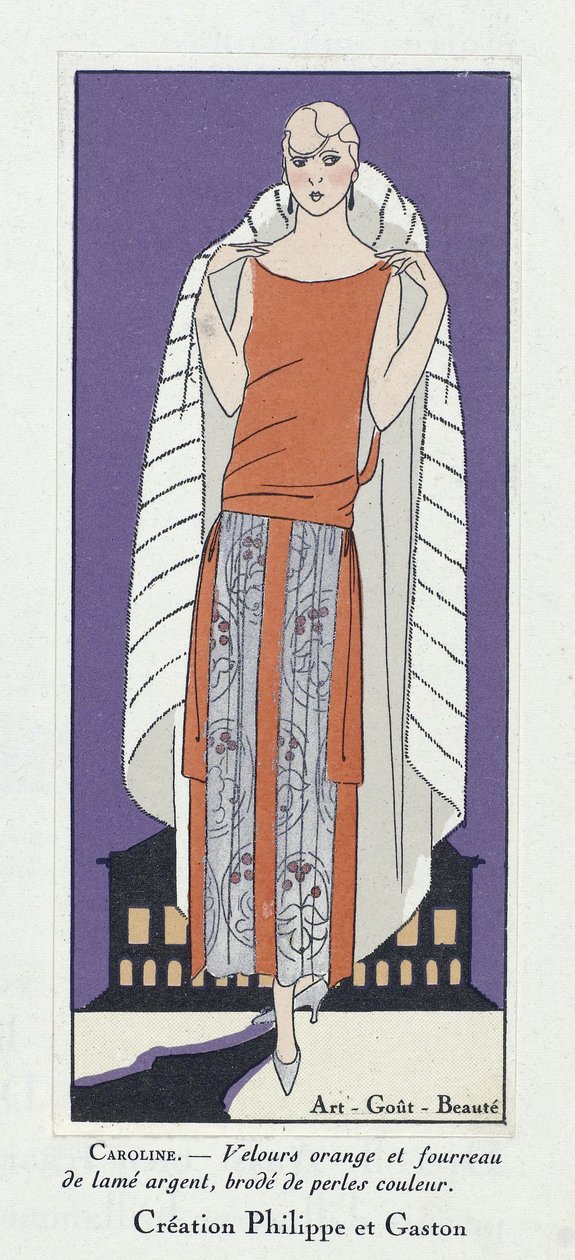 Modèle de robe "Caroline", de Art-Gout-Beaute, pub. années 1920 (lithographie couleur) - French School