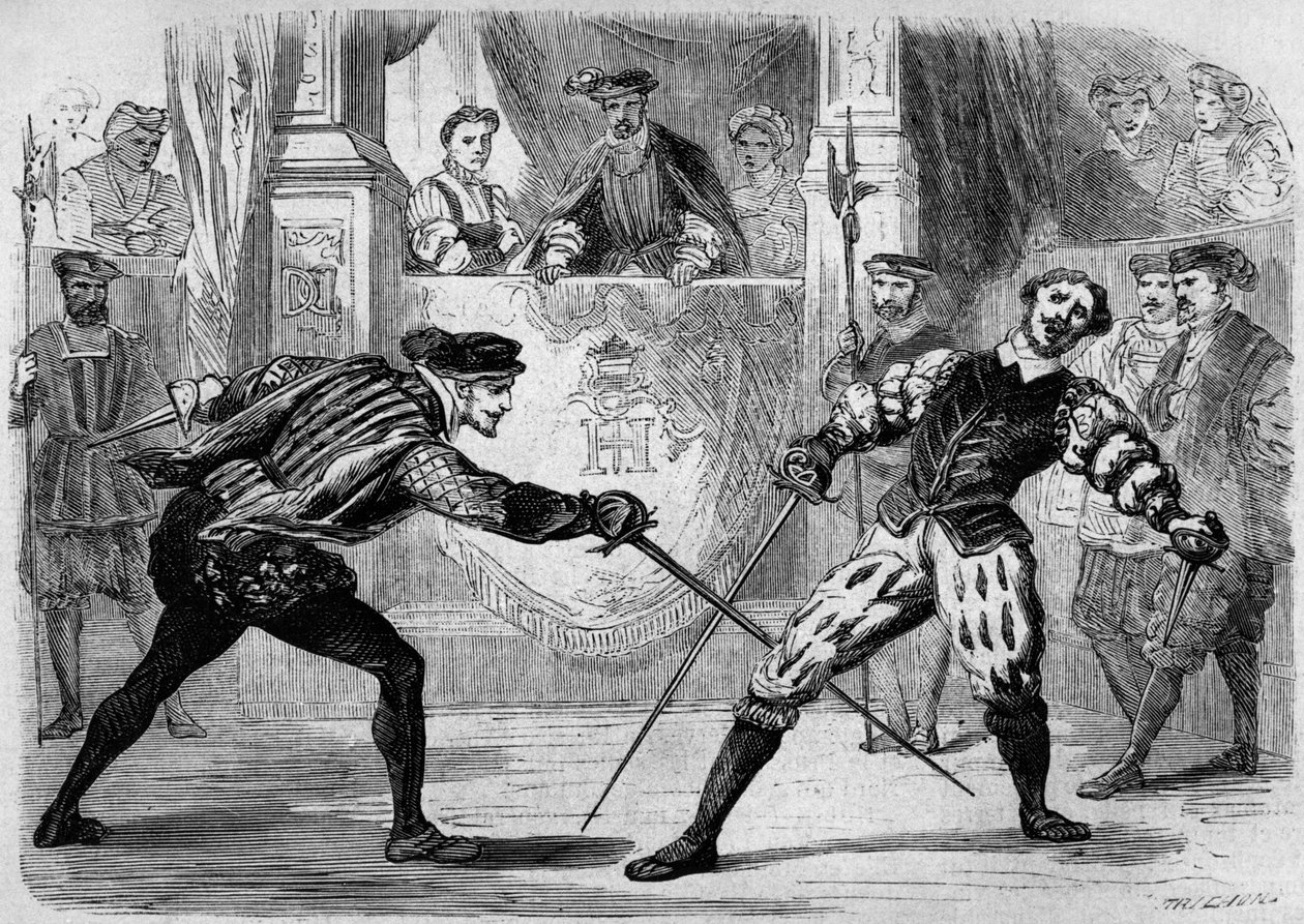 Duel between Francois de Vivonne de la Chataigneraie and Guy de Chabot, Baron de Jarnac, Saint Germain en Laye, France July 10 - French School