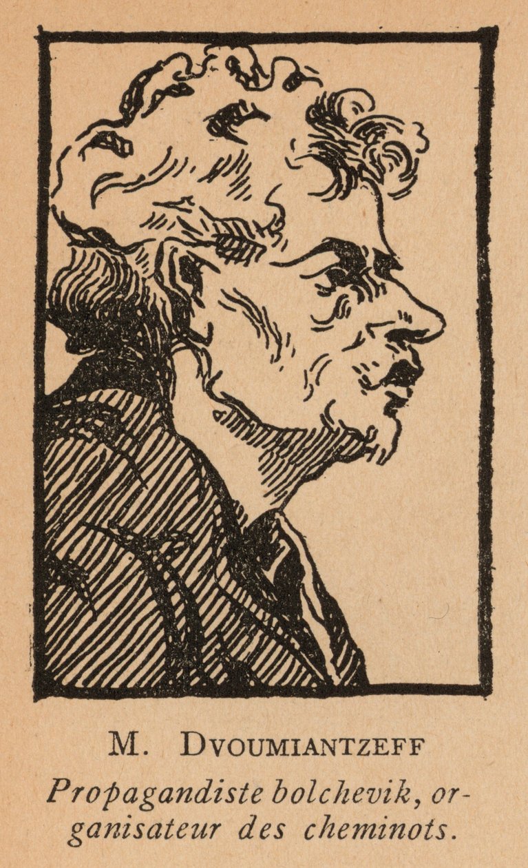 Dvumyantsev, propagandiste bolchevique russe et organisateur des cheminots (litho) - French School
