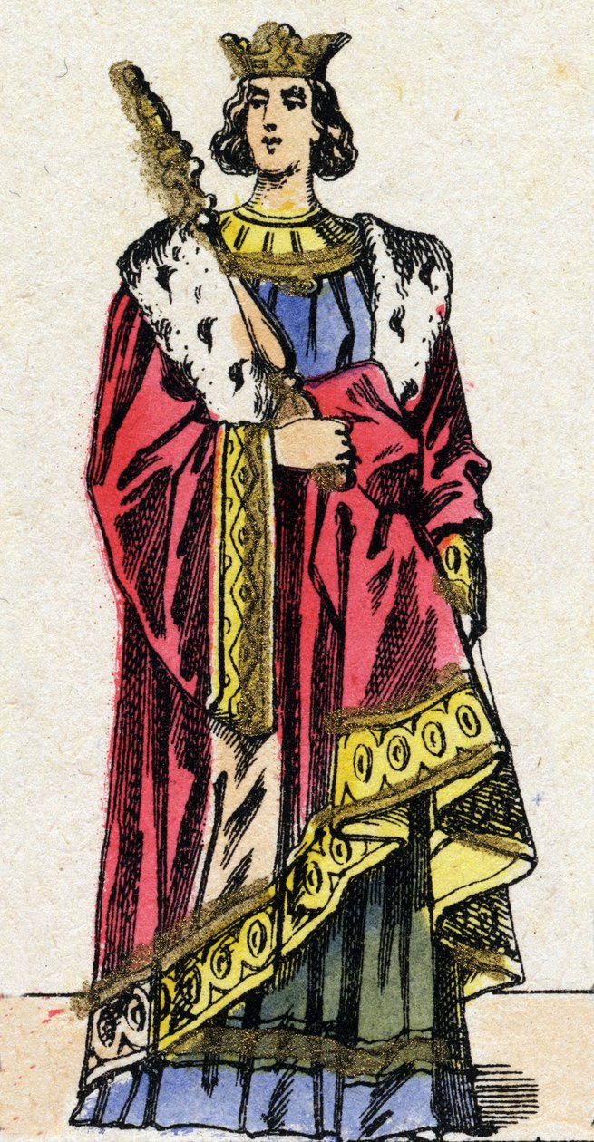 Dynastie des Capétiens : Portrait de Louis X dit le Hutin (1289-1316), Roi des Francs de 1314 à 1316. Imagerie d