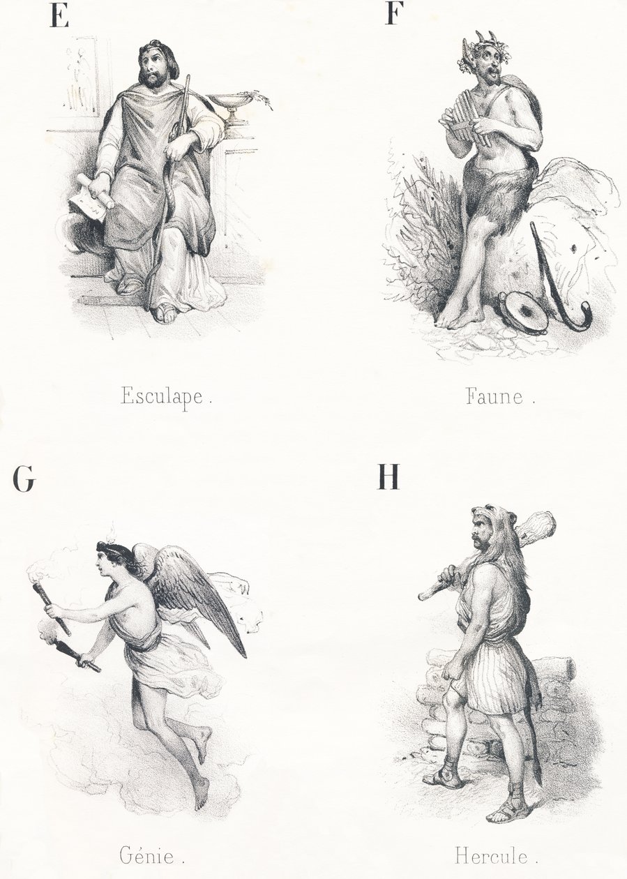 Aesculapius, Fauna, Génie, Hercule - French School