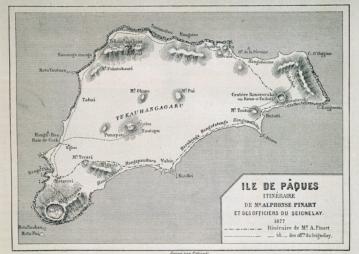 Île de Pâques (Rapa Nui) : itinéraire de M. Pinart - French School