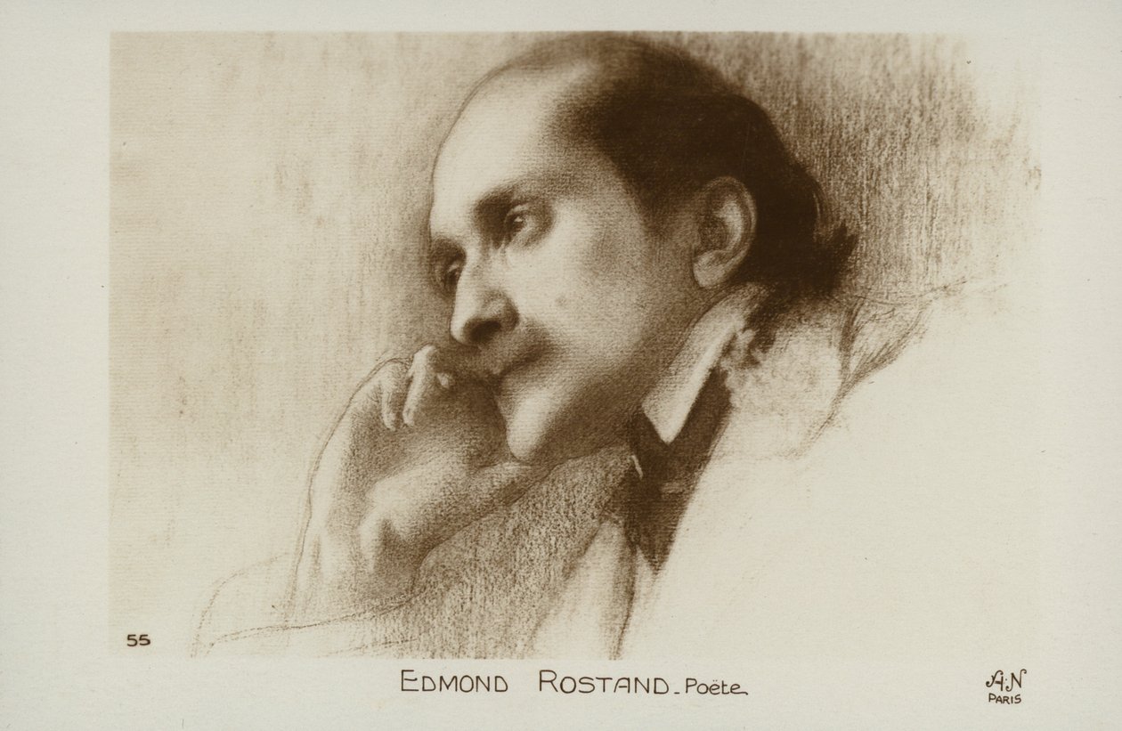Edmond Rostand (1868-1918), poète et dramaturge français (lithographie) - French School