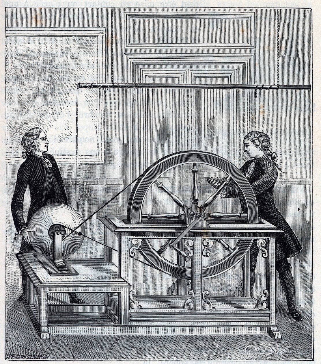Machine électrique (Générateur) par Francis Hauksbee (1666-1713) perfectionnée par Boze l