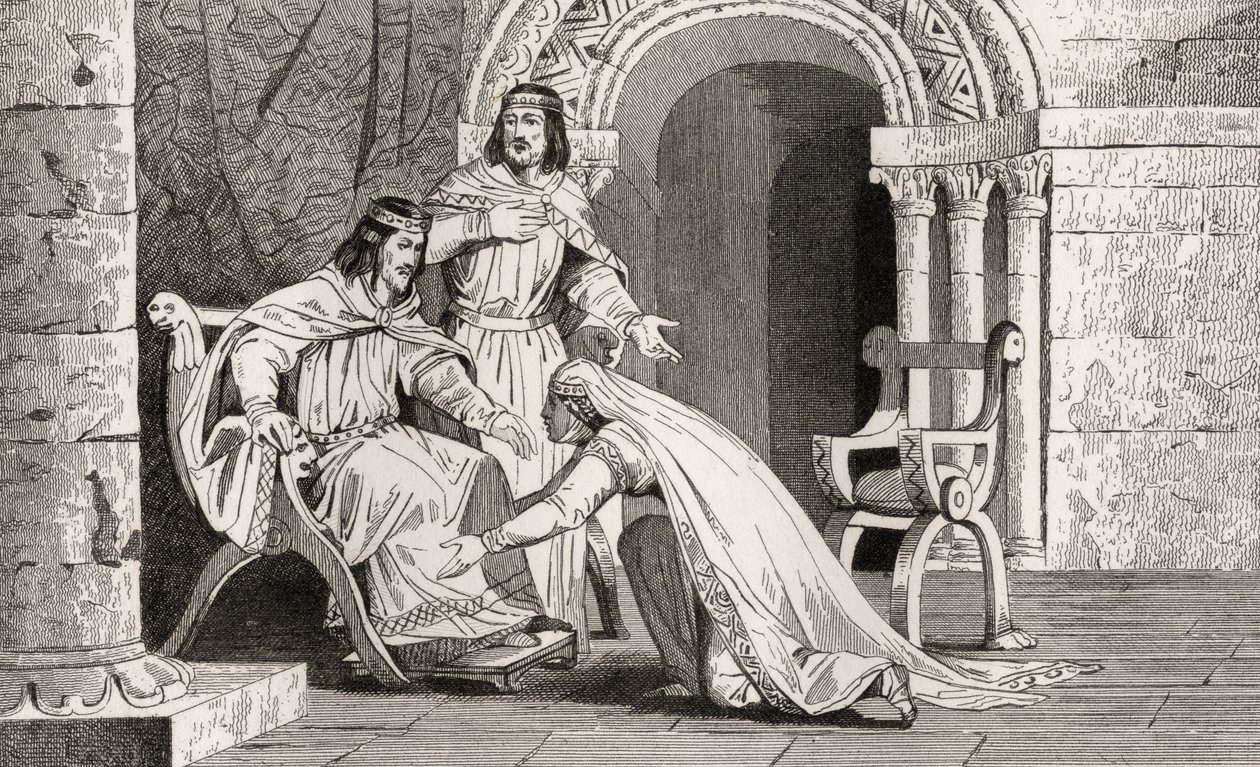 Emme embrasse le genou de son mari Raoul (d.936) en reconnaissance de sa souveraineté, de 