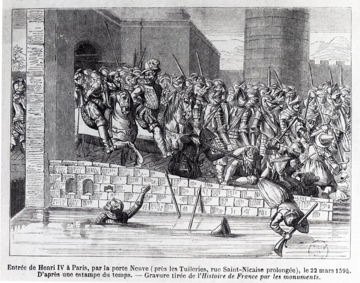 Entrée de Henri IV (1553-1610) à Paris, 22 mars 1594 (gravure) - French School