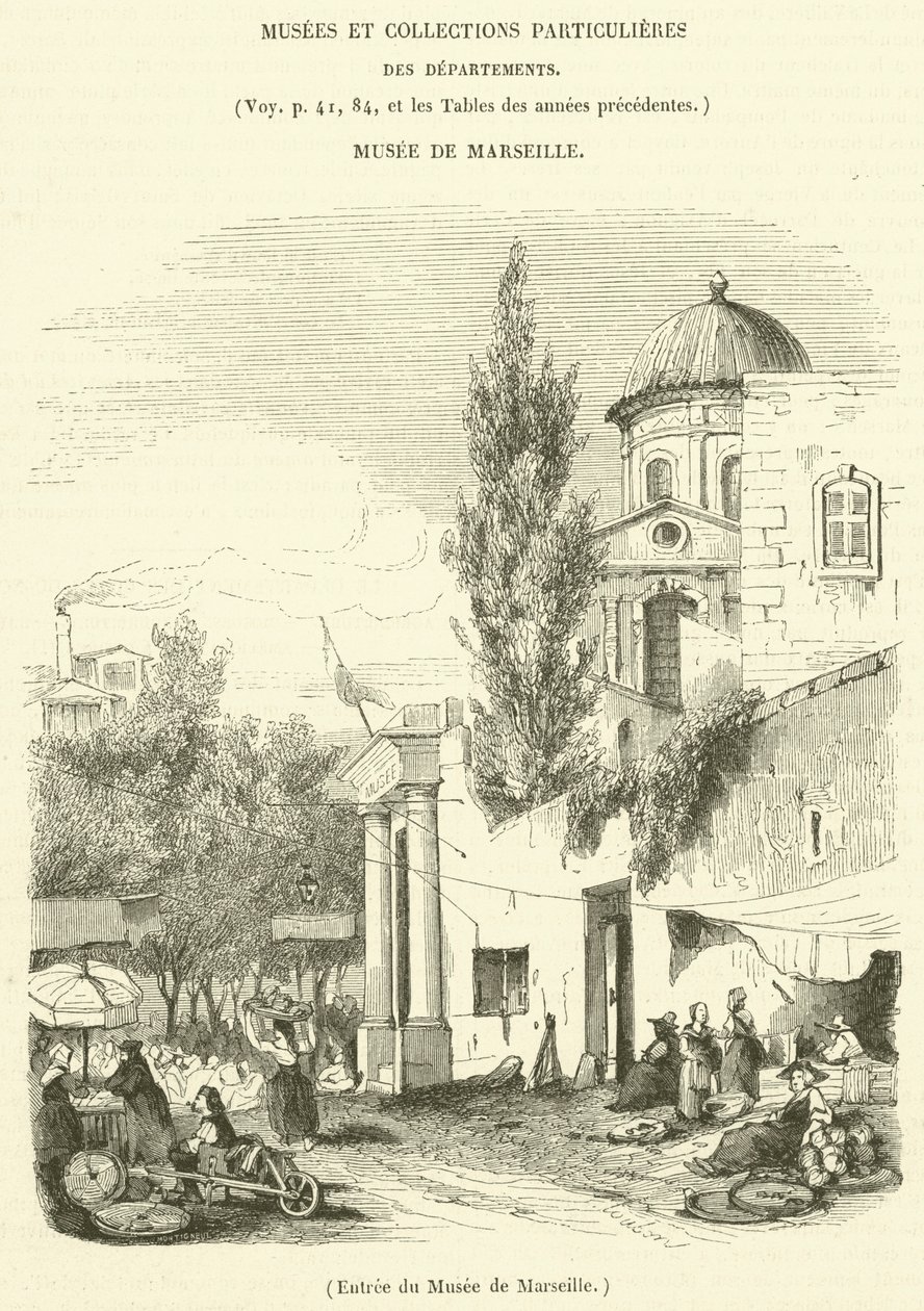 Entree du Musee de Marseille (engraving) - French School