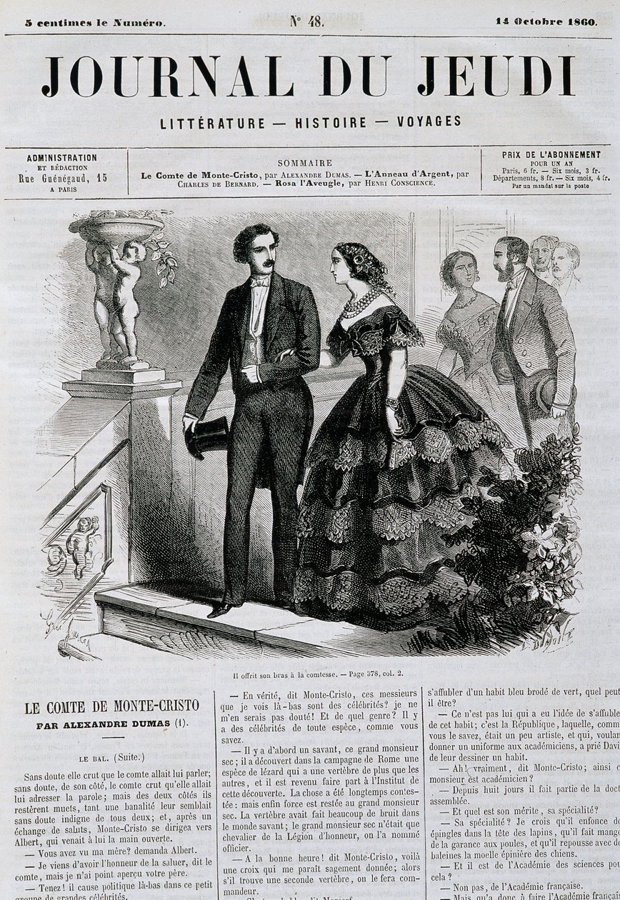 Épisode de la série de romans Le Comte de Monte Cristo - dans "Le Journal du Jeudi" du 14/10/1860 - French School