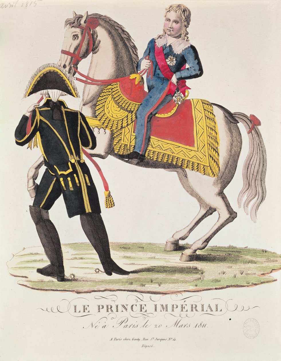 Portrait équestre de Napoléon II (1811-32) Roi de Rome, avril 1815 - French School