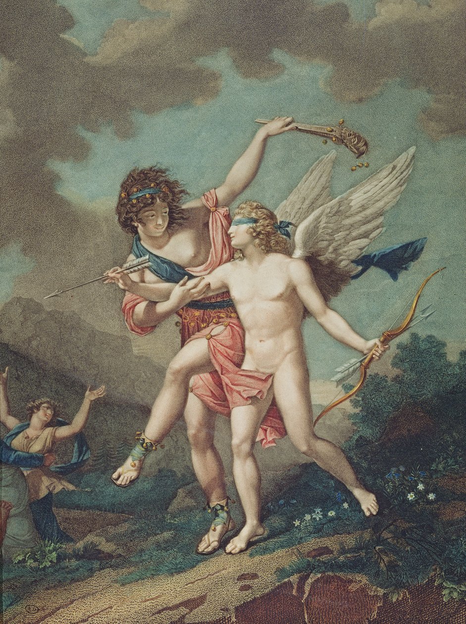 Éros conduit par la folie (gravé par Godefroy) - French School