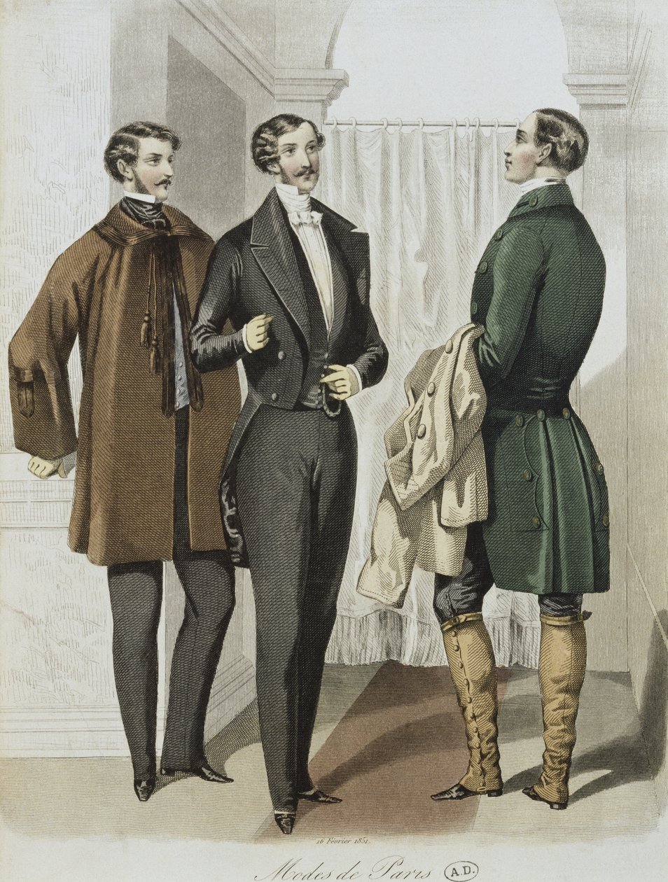 Robe de soirée, illustration du Journal des Tailleurs, 16 février 1851 - French School