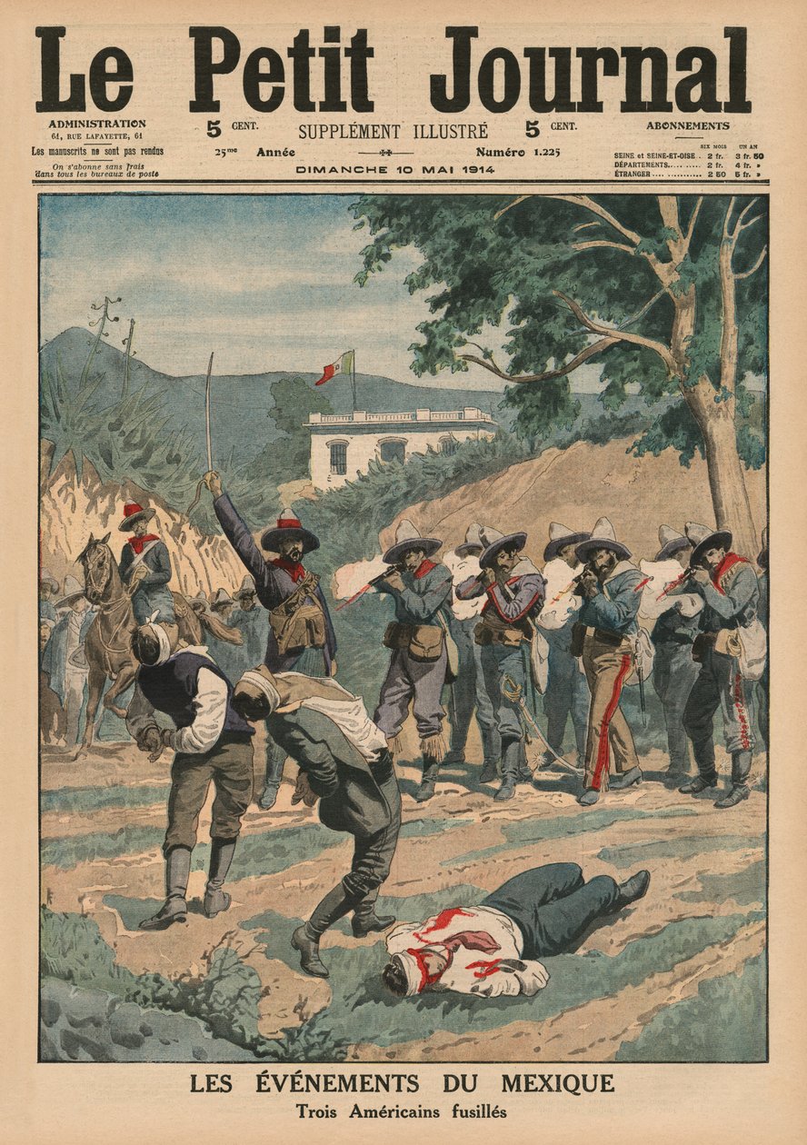 Événements du Mexique, fusillade de trois Américains, illustration de couverture du 