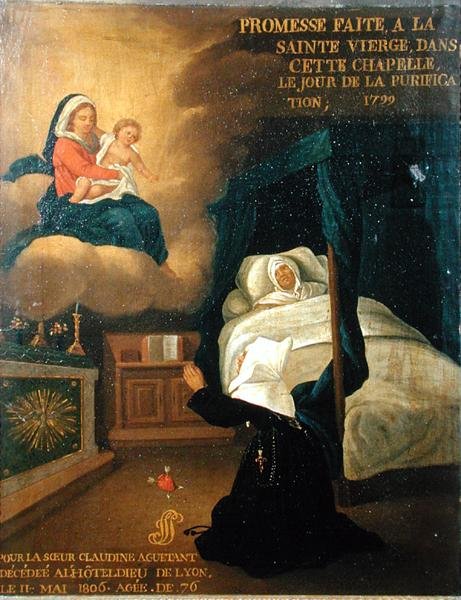 Ex-voto pour Sœur Claudine Aguetant, décédée à l