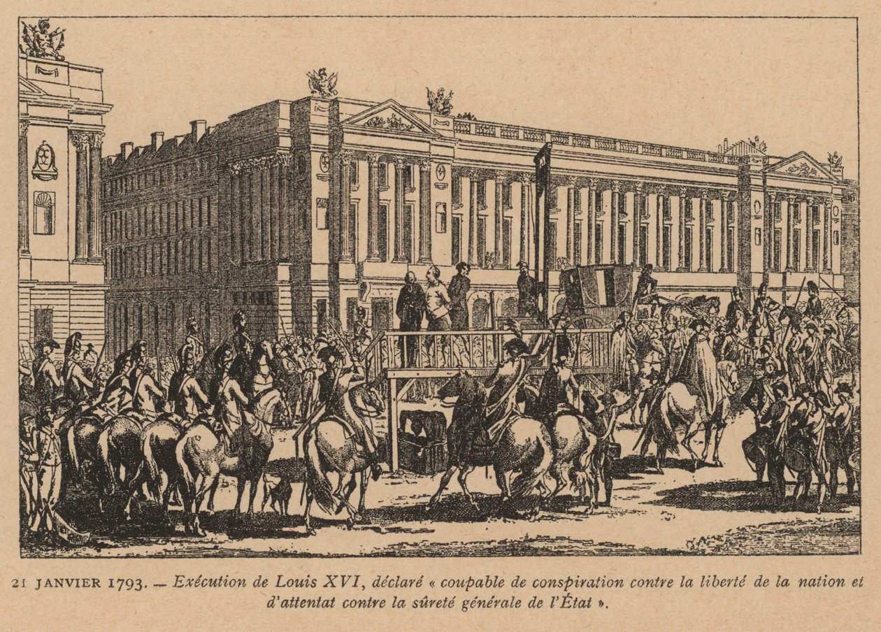 Exécution du roi Louis XVI de France, Paris, Révolution française, 21 janvier 1793 (gravure) - French School