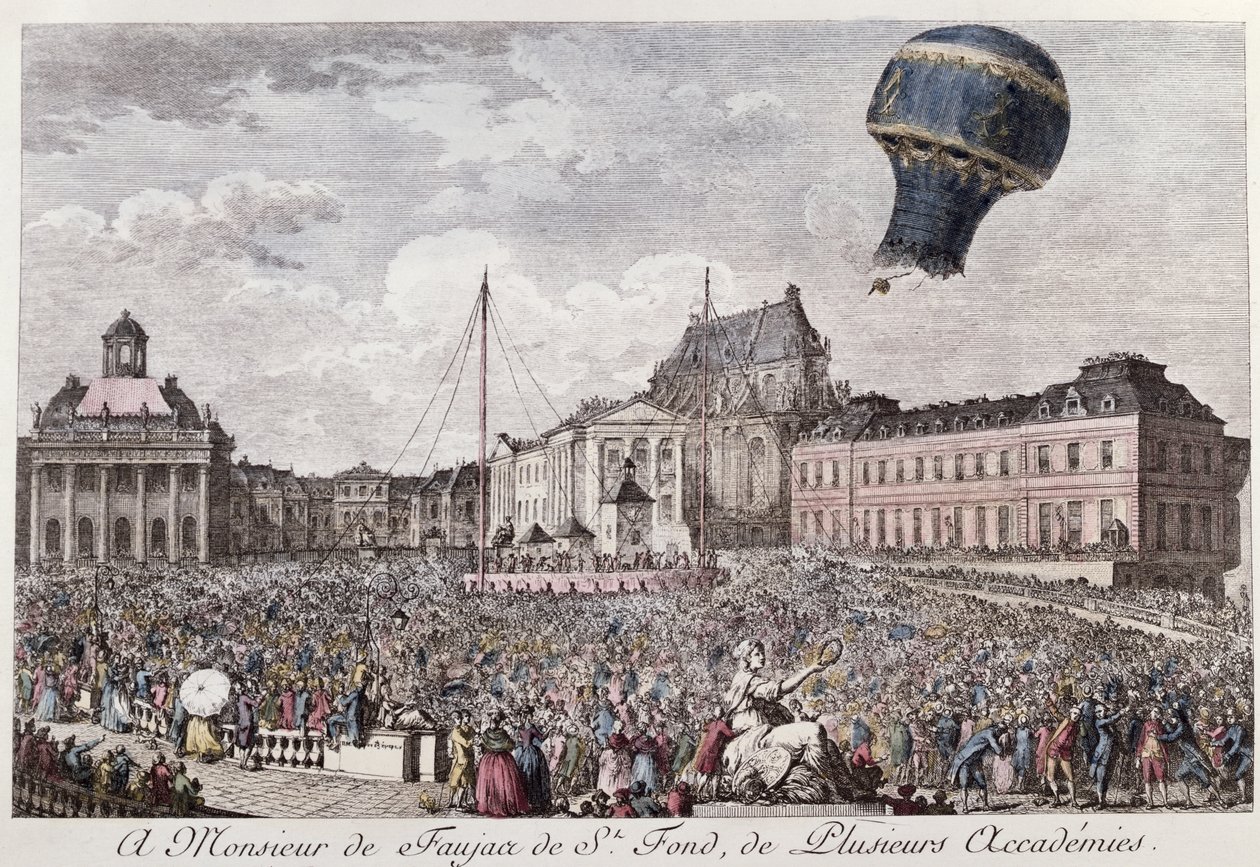 Expérience à Versailles des frères Montgolfier avec le vol en montgolfière d