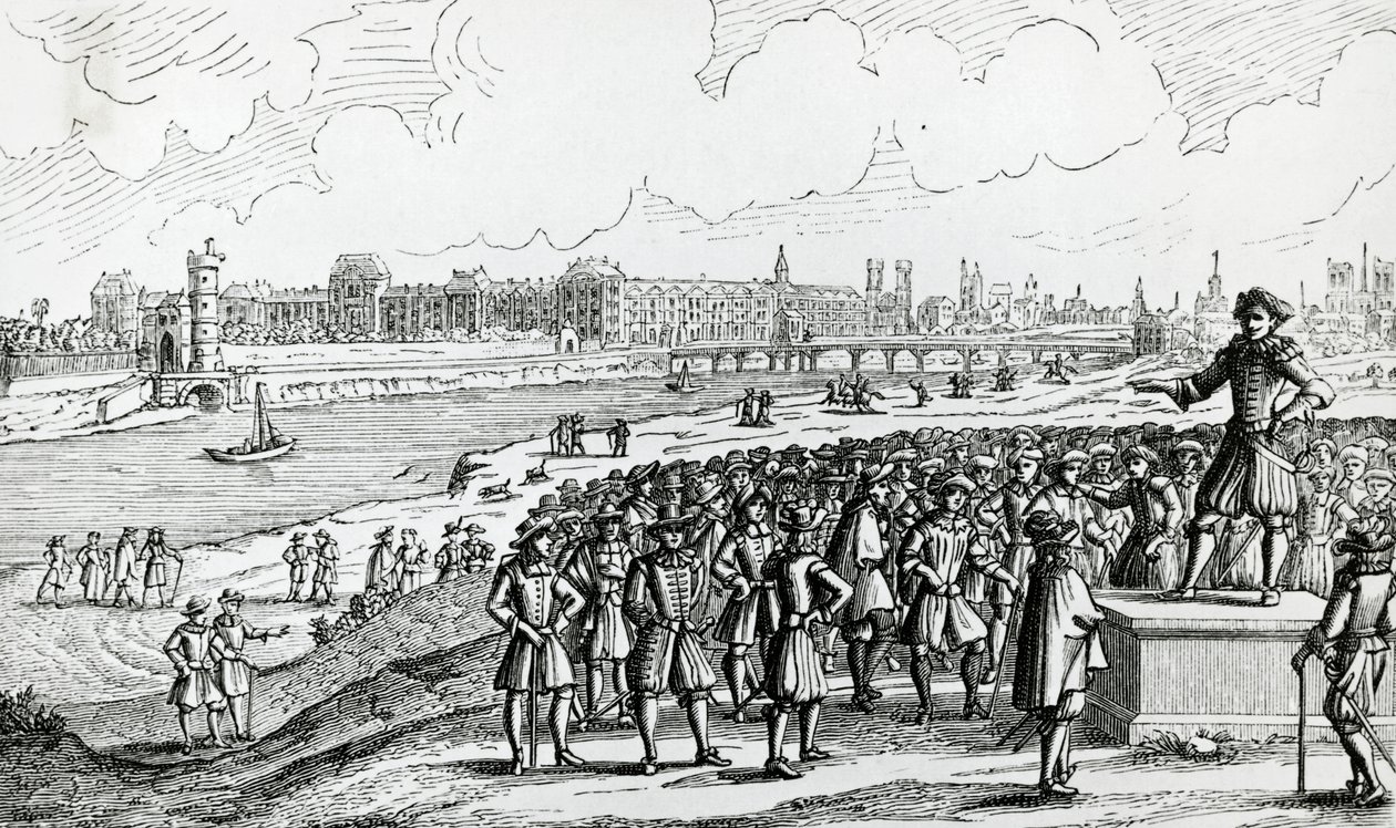 Un partisan de la Fronde incite les Parisiens à se révolter contre le cardinal Mazarin - French School