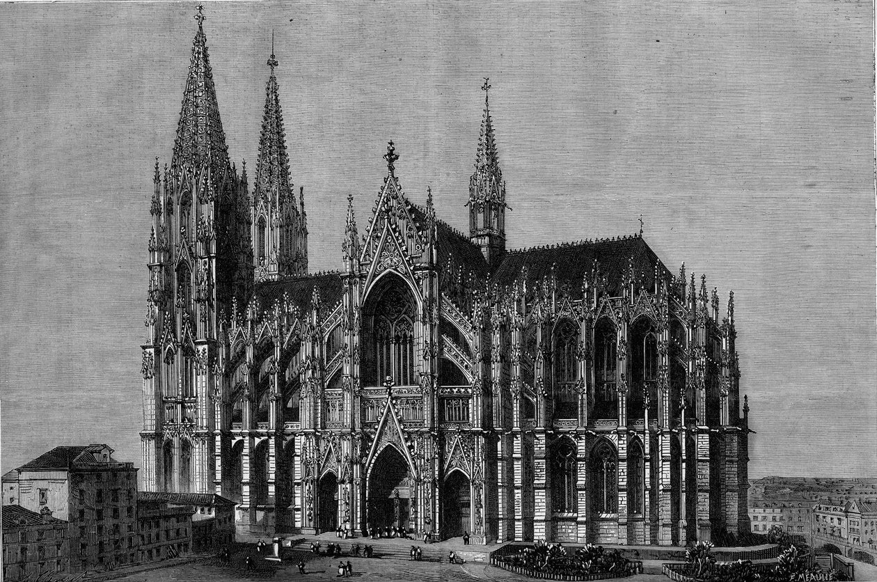 Vue extérieure de la cathédrale de Cologne, Allemagne - French School