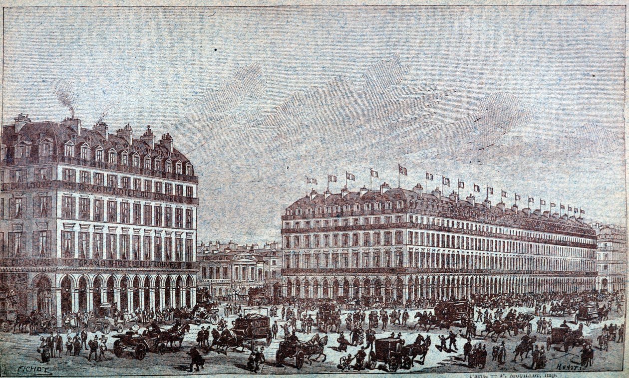 Vue extérieure des grands magasins du Louvre - French School