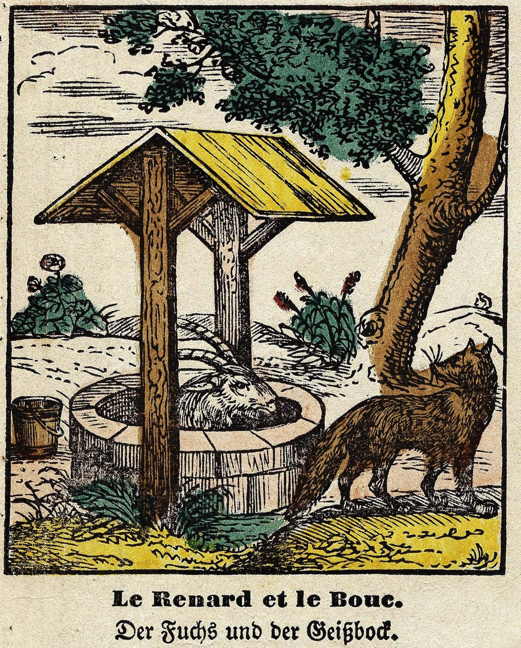 Fables de La Fontaine : le renard et le bouc. Image d