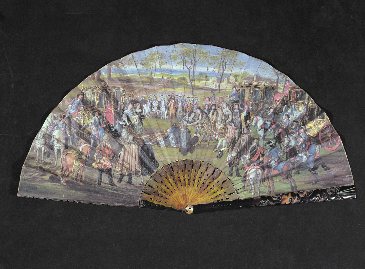 Éventail représentant le mariage de Louis de France et Marie-Anne de Bavière à Vitry-le-François en 1680 - French School