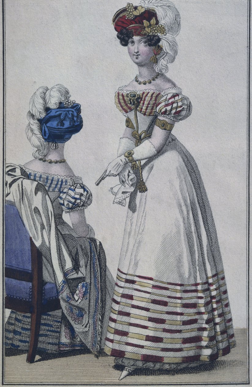Planche de mode, Paris, illustration du Petit Courrier des Dames, vers 1820 - French School