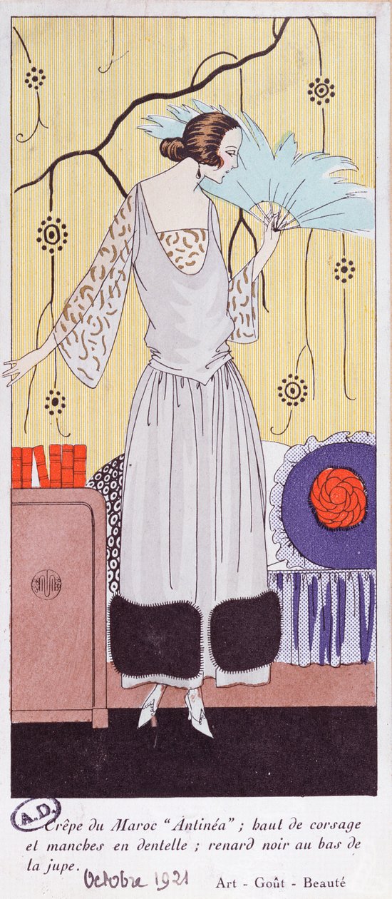 Planche de mode représentant un éventail en plumes, de Art, Gout, Beaute, 1921 - French School