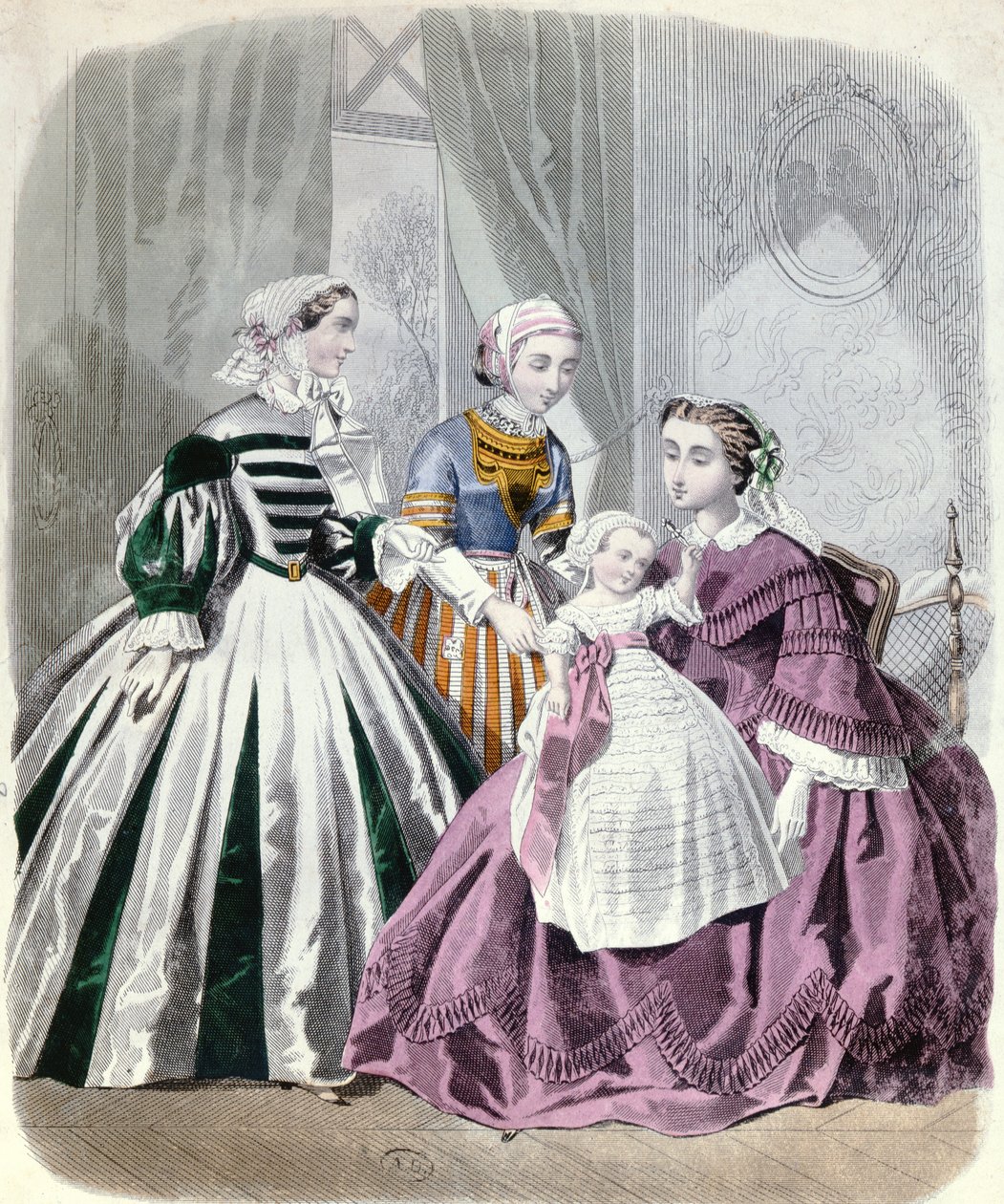 Planche de mode de Le Monde Élégant 1859 (gravure en couleur) - French School