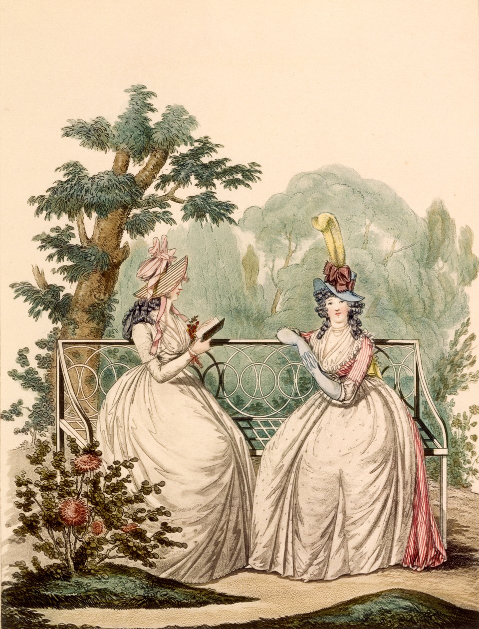 Planche de mode de dames en robes d