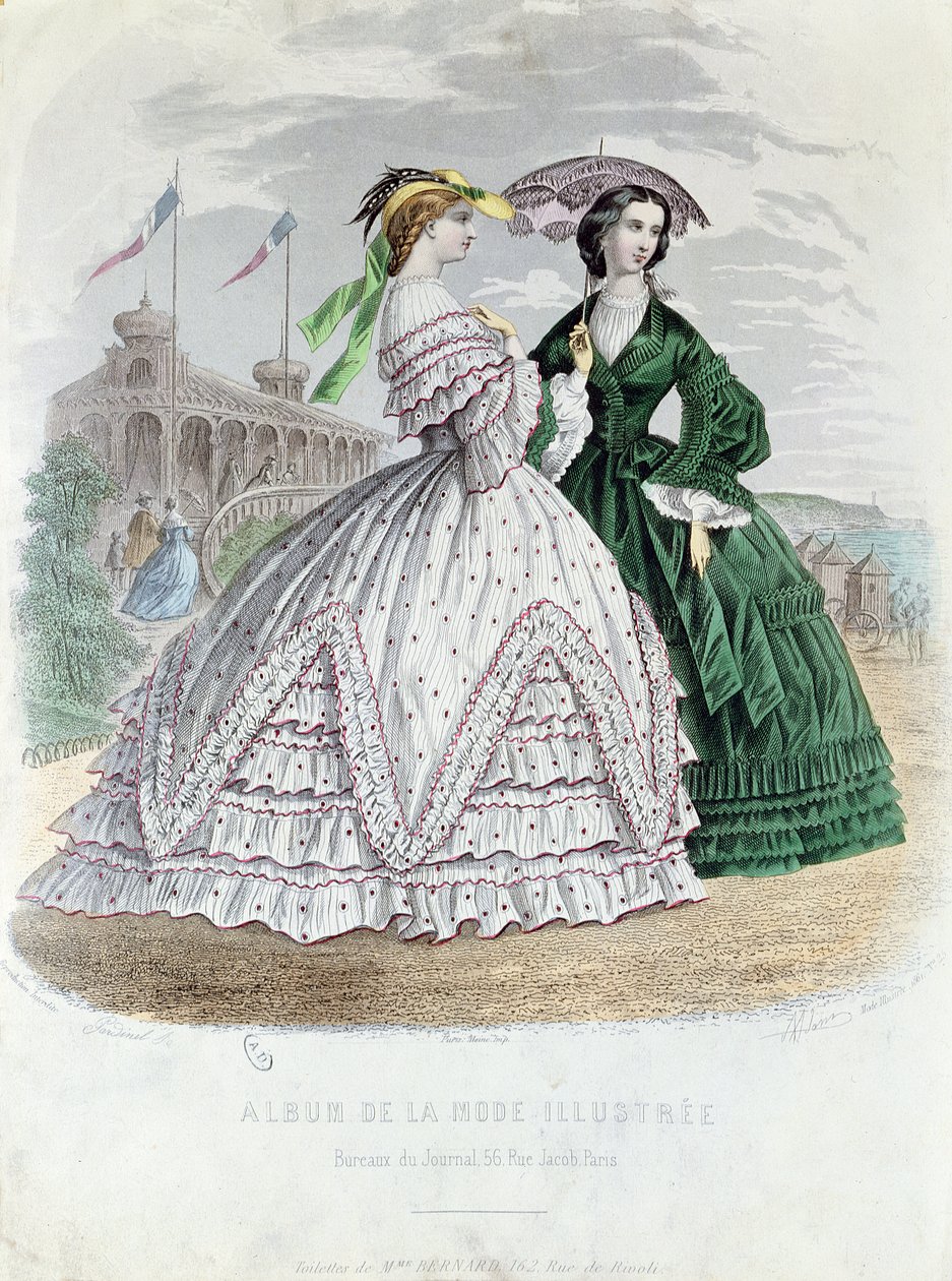 Dames parisiennes à la mode au bord de la mer, 1861 - French School