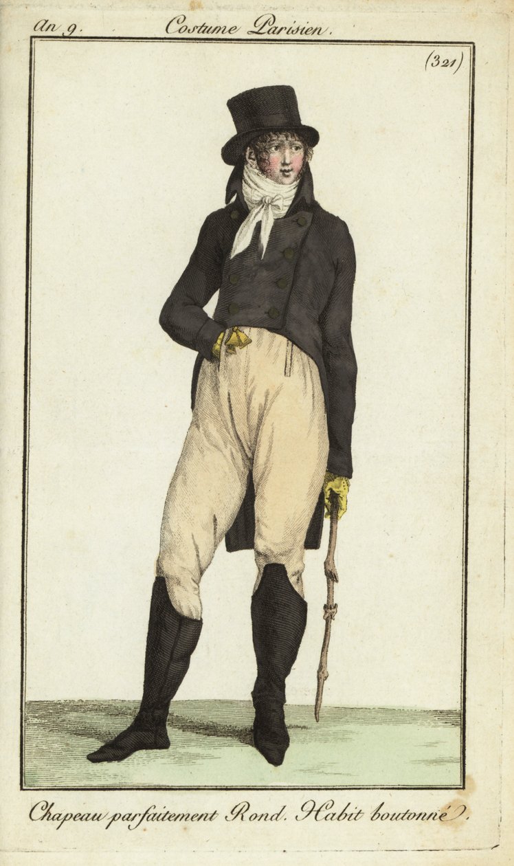 Homme à la mode ou Incroyable avec gourdin - French School