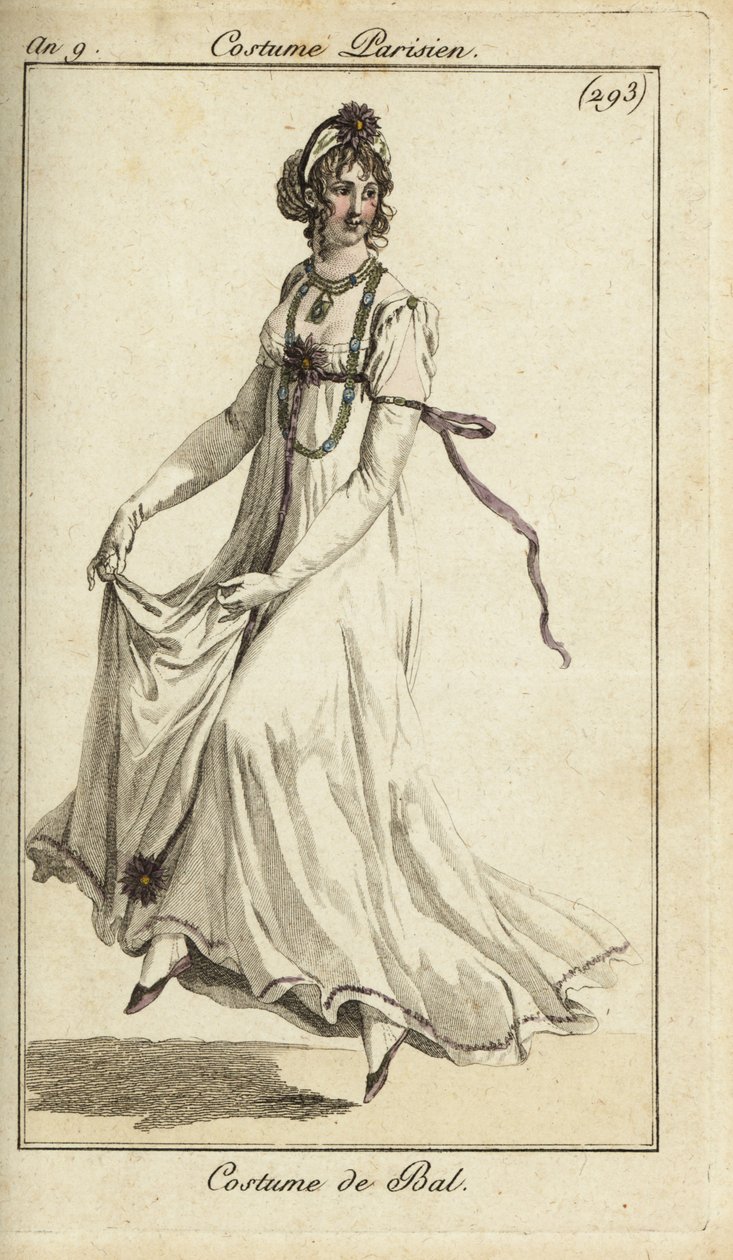 Femme à la mode dans une robe de bal dansant - French School