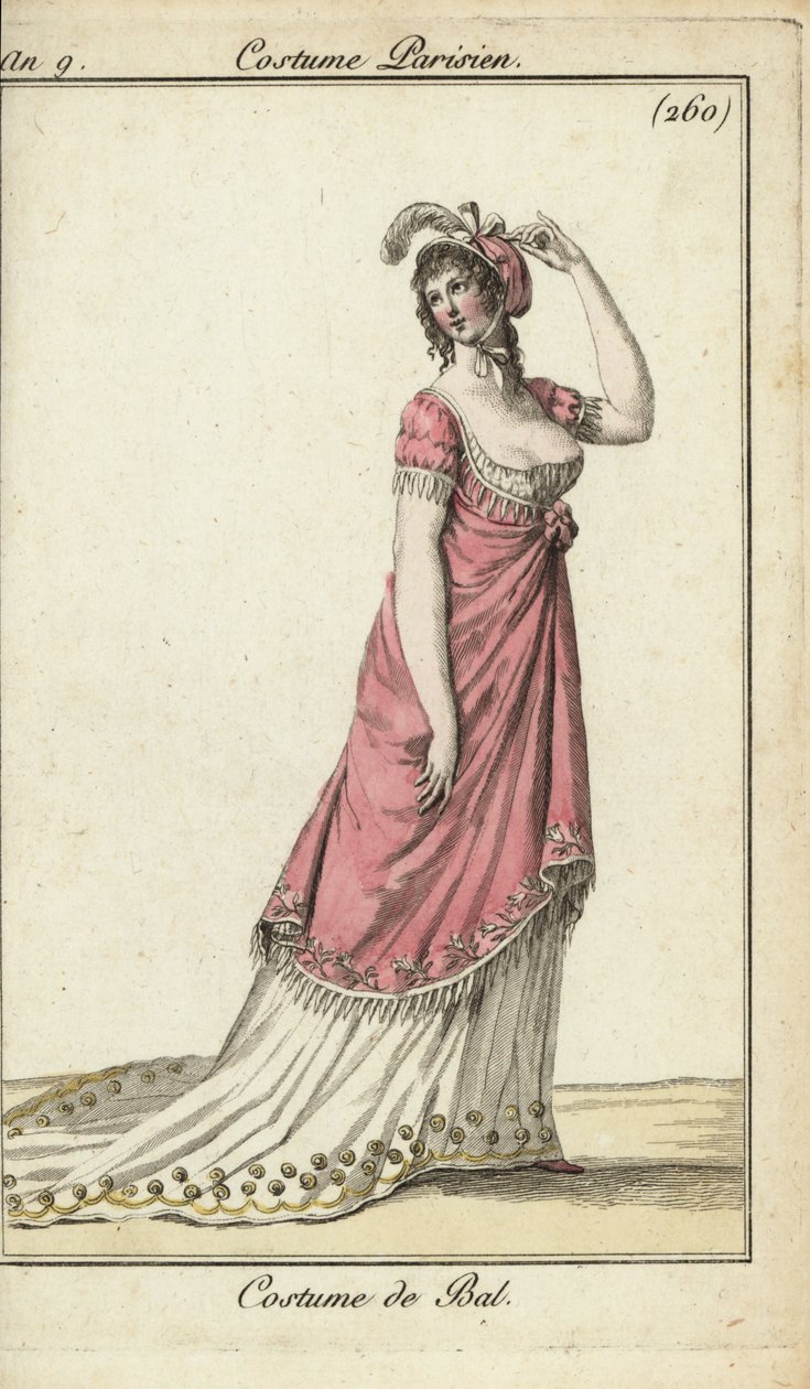 Femme à la mode dans une robe de bal de luxe, Paris - French School