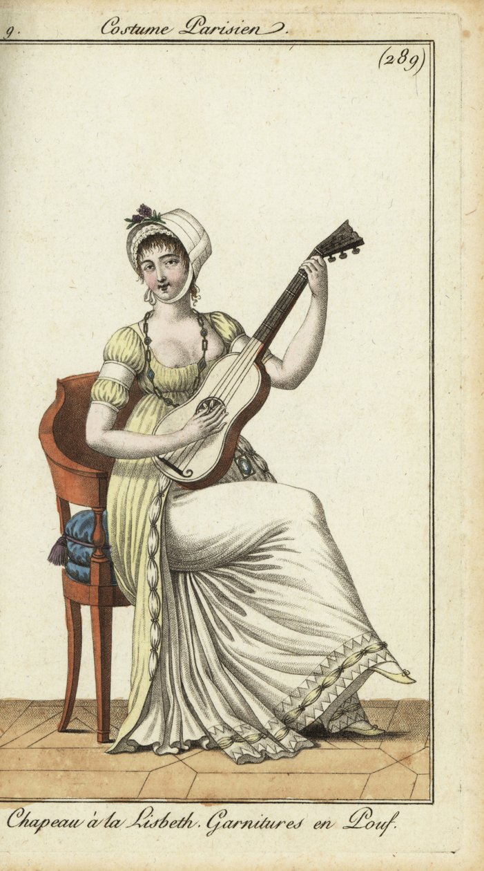 Femme à la mode jouant de la guitare - French School