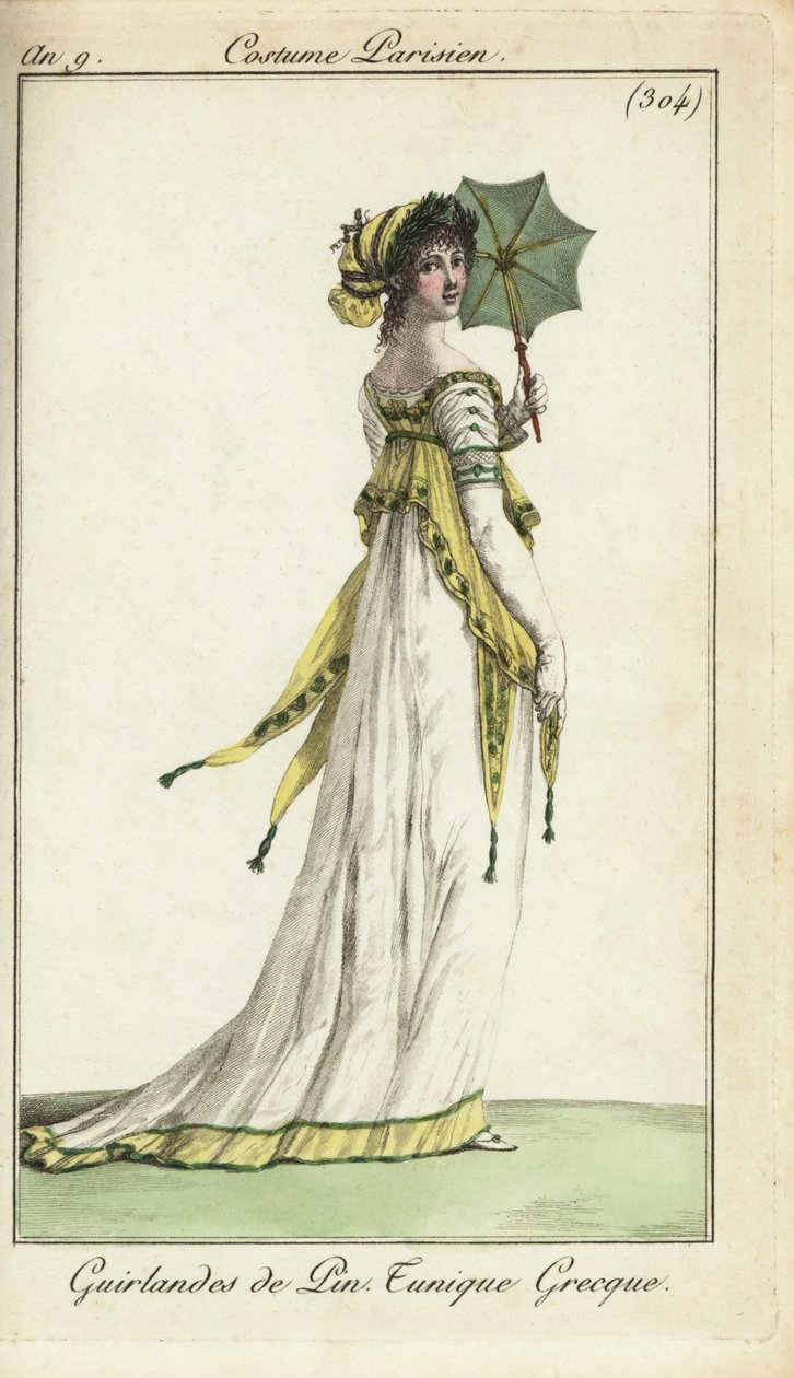 Femme à la mode avec un parasol - French School
