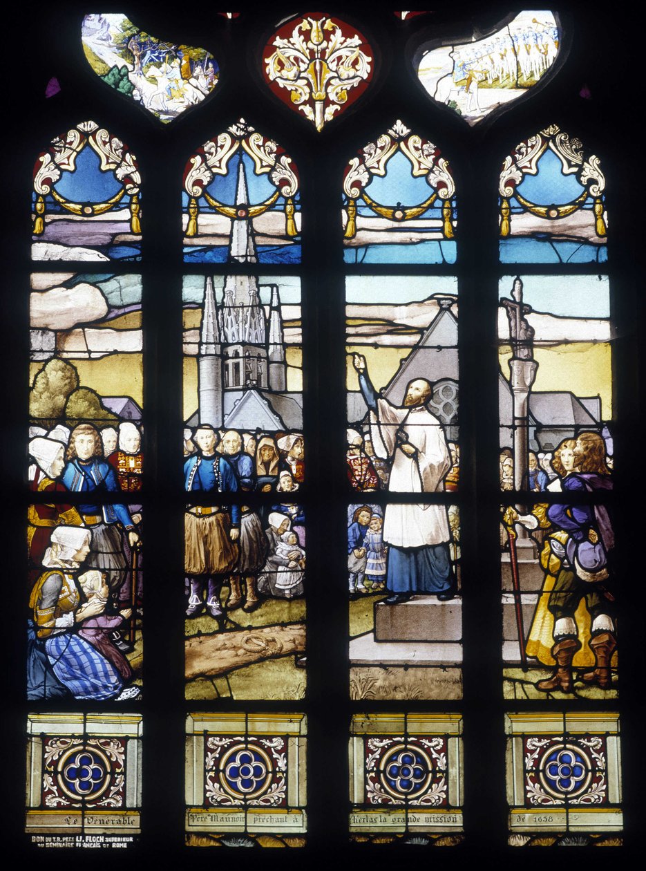 Père Maunoir prêchant à Kerlas la grande mission de 1658 - vitraux de l