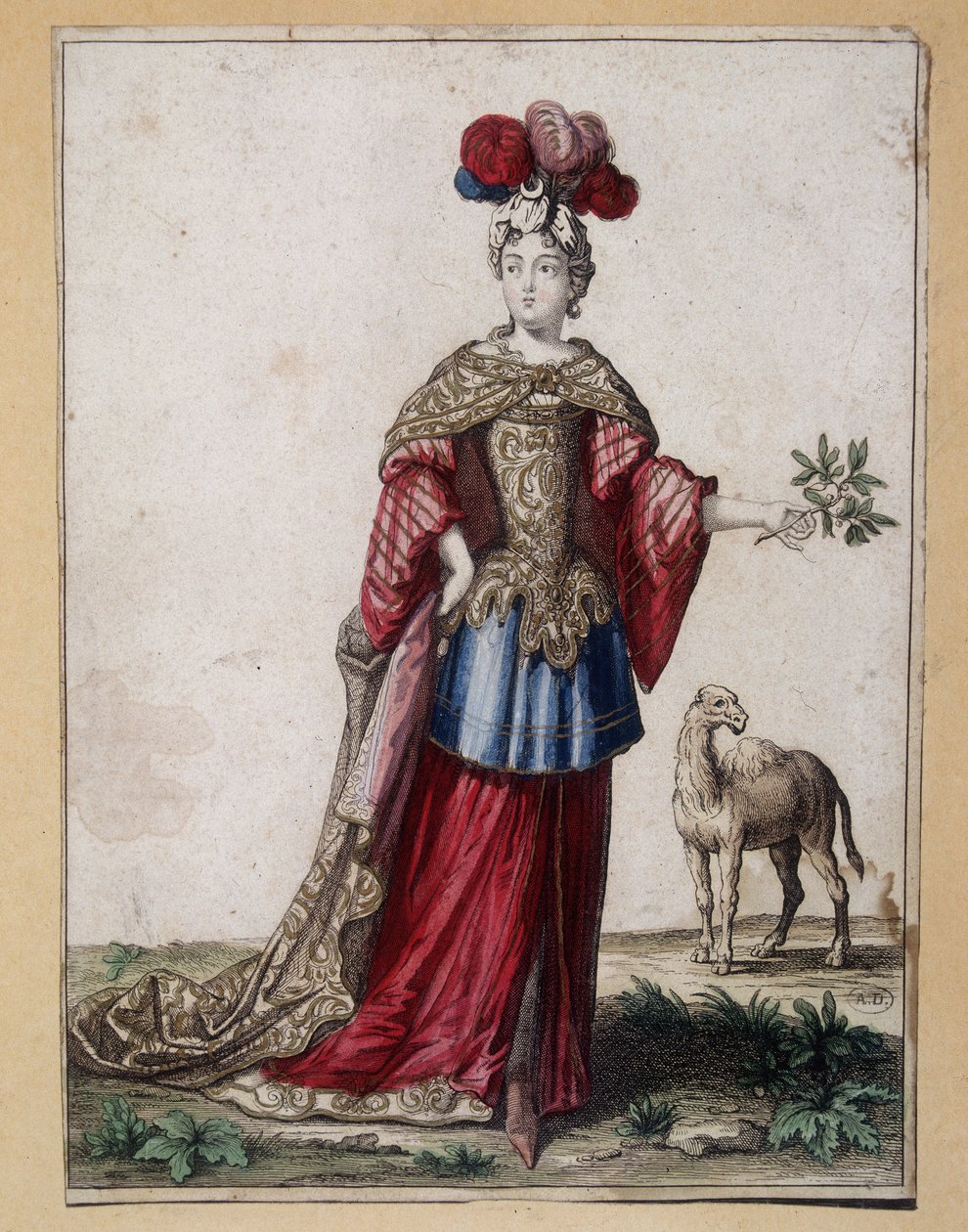 Costume de ballet féminin - gravure - French School