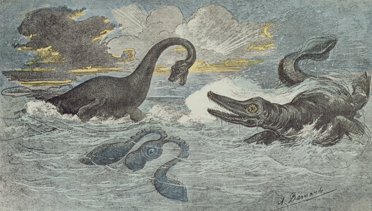 Combat entre un Plesiosaurus et un Ichthiosaurus à l
