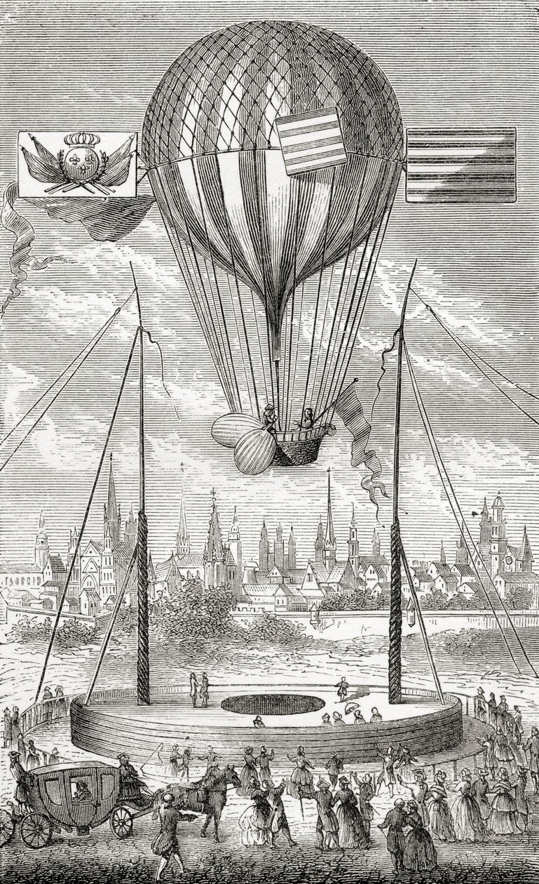 Premier vol avec un ballon dirigeable, de Dijon, le 12 juin 1784, de 