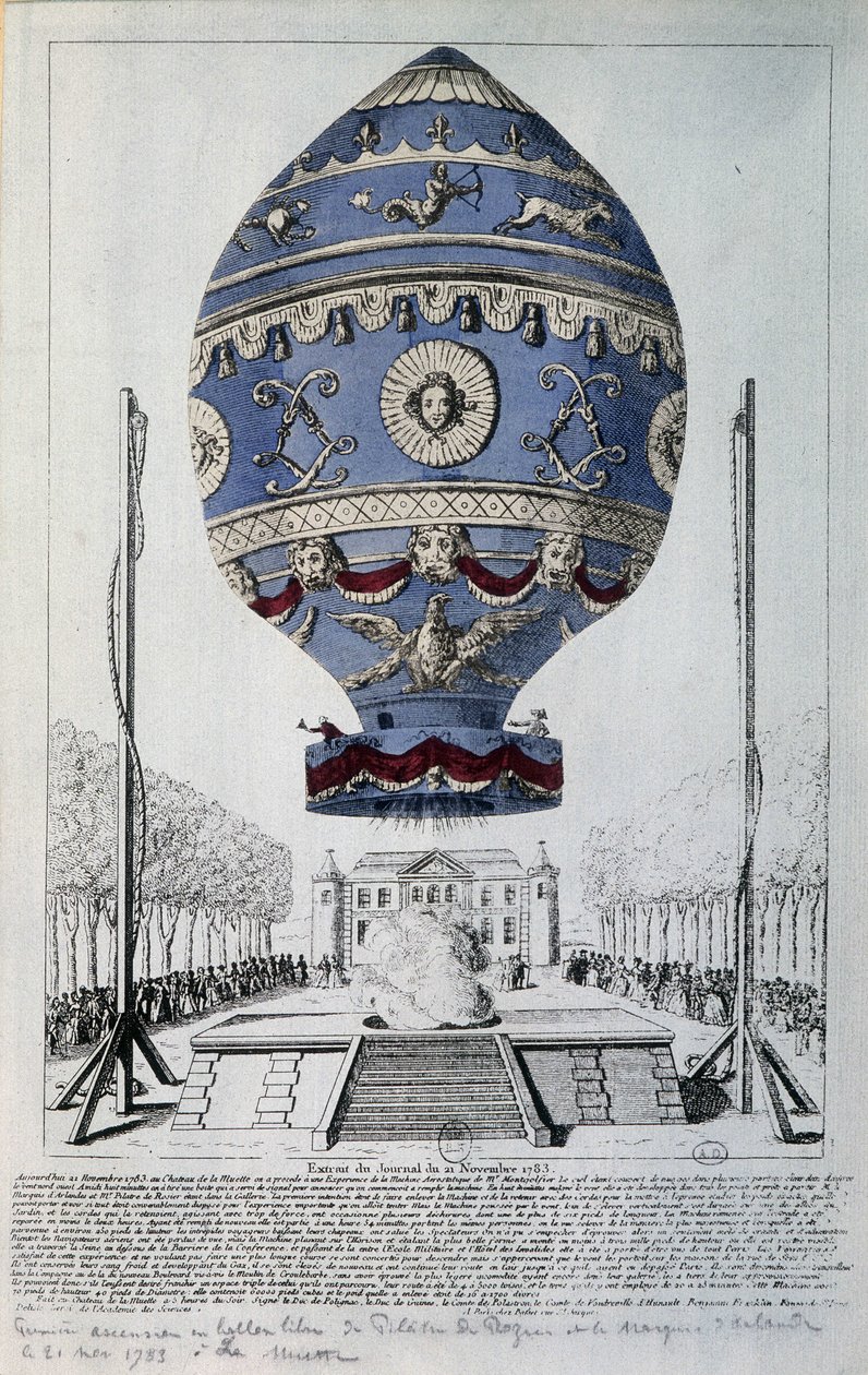 Premier vol humain de Pilâtre de Rozier le 21 novembre 1783 - French School