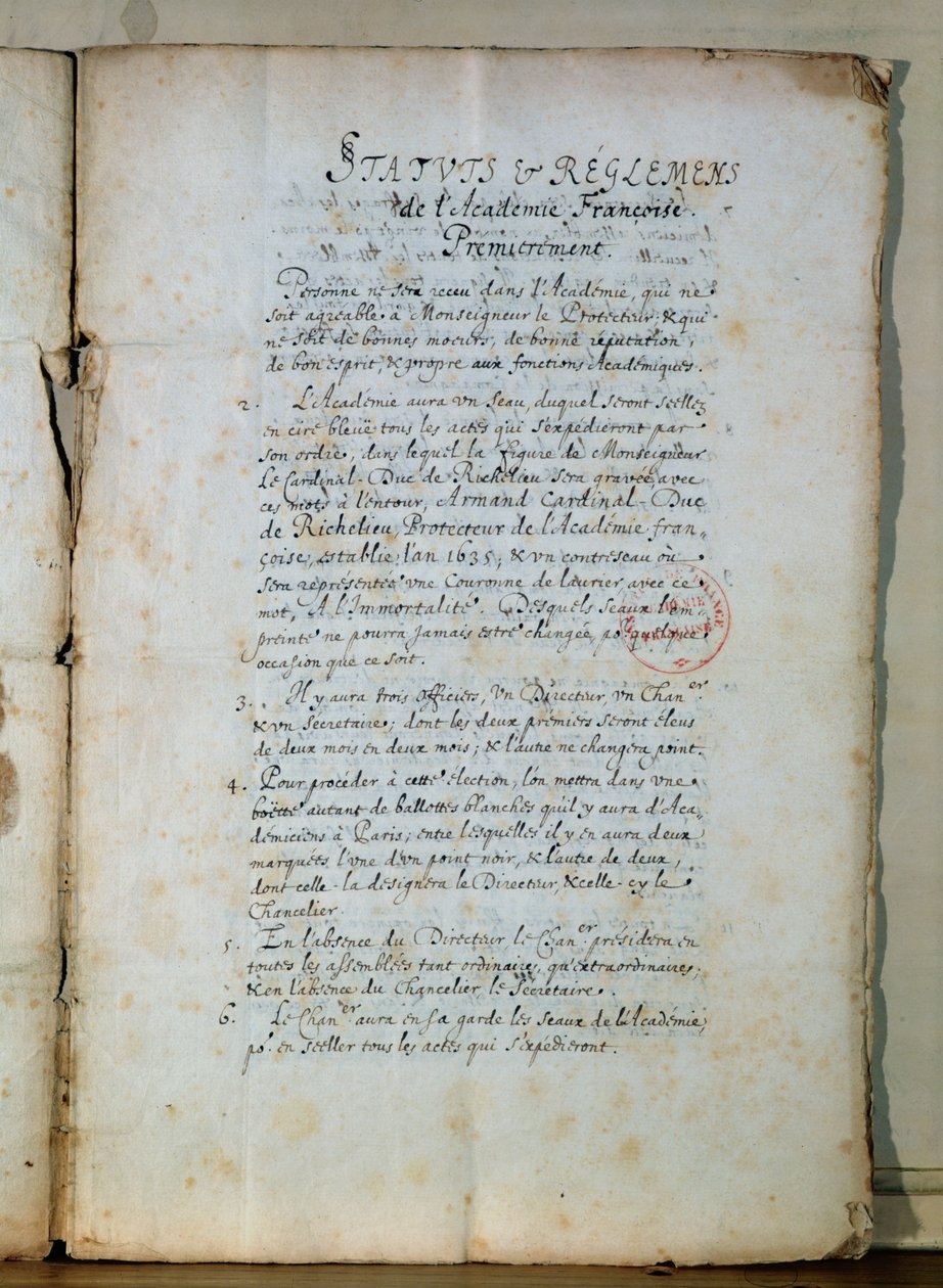 Première page des statuts de l