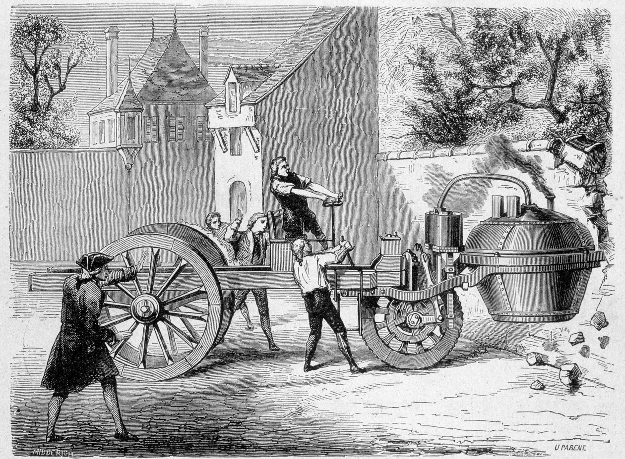 Première voiture à vapeur (le fardier) essayée par l