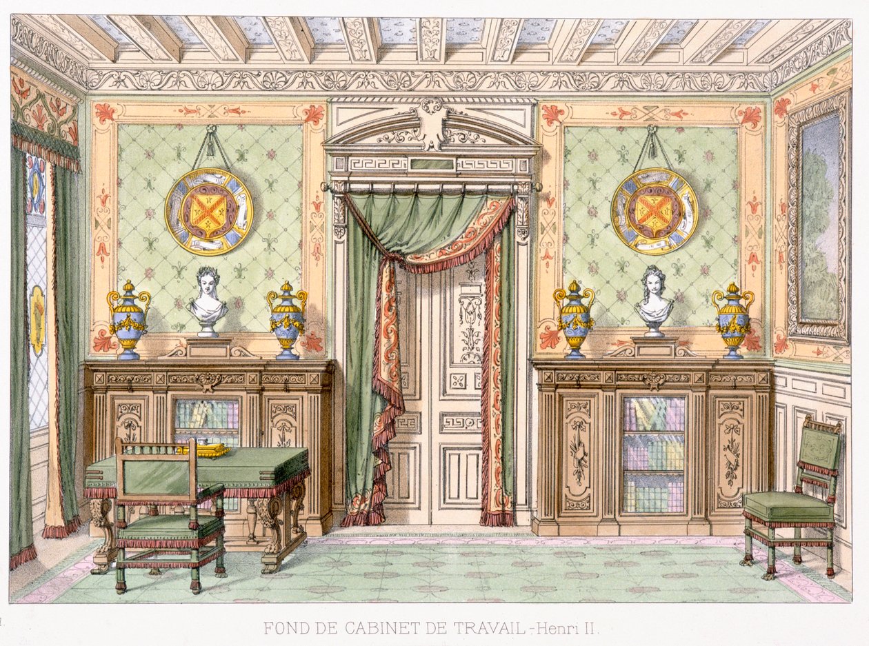 Fonde de cabinet de travail dans le style de Henri II de Le Garde-Meuble - French School