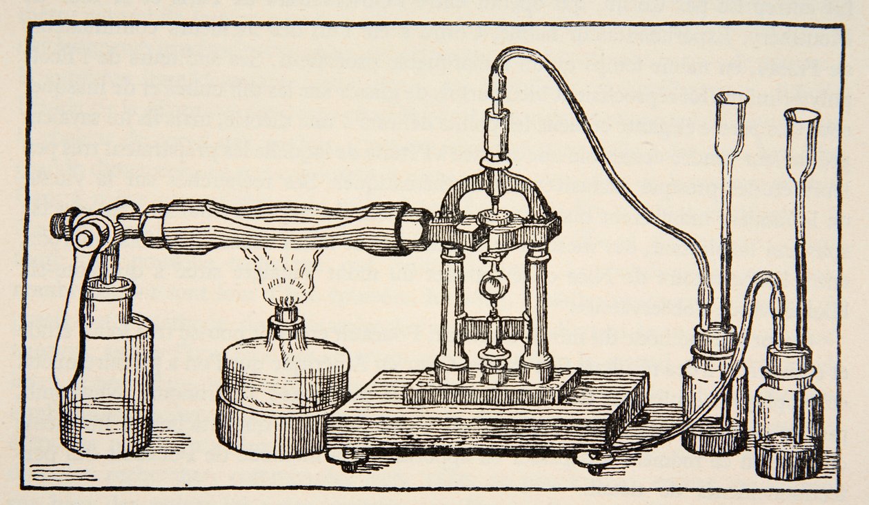 Miroir tournant de Foucault pour la mesure de la vitesse de la lumière, copie par Boris Mestchersky, illustration de Histoire de la Nation Française, Sciences, Volumes I & II, par Gabriel Hanotaux - French School